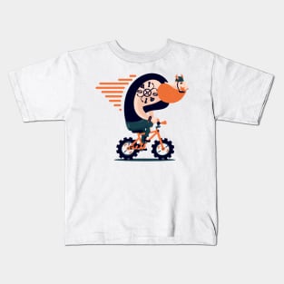 Big biker on a kids bike Kids T-Shirt